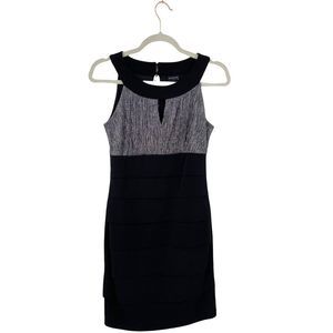 Enfocus Studio Black Metallic Tierred Sheath Dress Size 6‎